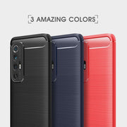 Custodia in TPU in fibra di carbonio con trama spazzolata, For Xiaomi Mi 10S