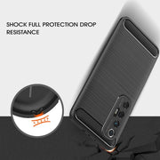 Custodia in TPU in fibra di carbonio con trama spazzolata, For Xiaomi Mi 10S