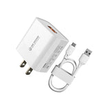 Caricabatterie rapido 18W con cavo USB a 8 pin bianco