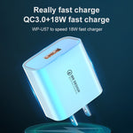 Caricabatterie rapido 18W con cavo USB a 8 pin bianco