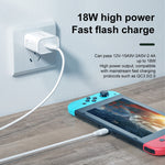 Caricabatterie rapido 18W con cavo USB a 8 pin bianco