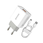 Caricabatterie rapido 18W con cavo USB a 8 pin bianco