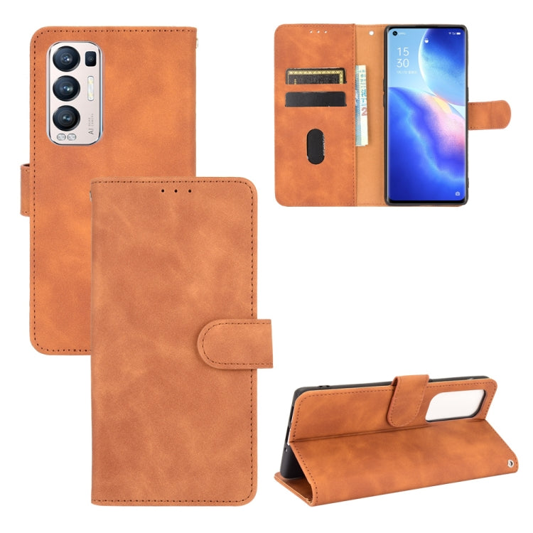 Tinta unita Skin Feel Fibbia magnetica Flip orizzontale Custodia in pelle PU con struttura in vitello con supporto e slot per schede e portafoglio, For OPPO A55 5G, For OPPO Reno5 Pro+, For OPPO Find X3 Neo