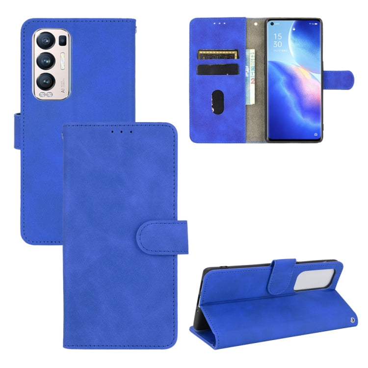 Tinta unita Skin Feel Fibbia magnetica Flip orizzontale Custodia in pelle PU con struttura in vitello con supporto e slot per schede e portafoglio, For OPPO A55 5G, For OPPO Reno5 Pro+, For OPPO Find X3 Neo