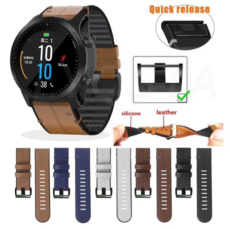 Cinturino di ricambio per cinturino di ricambio in silicone + pelle a sgancio rapido, For Garmin Fenix 6, For Garmin Fenix 6X