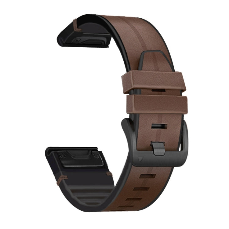 Cinturino di ricambio per cinturino di ricambio in silicone + pelle a sgancio rapido, For Garmin Fenix 6, For Garmin Fenix 6X
