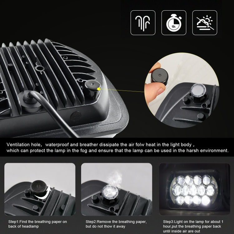 Lampade per fari a LED a forma quadrata per auto da 7 pollici (5X7)/(7X6) H4 DC 9V-30V 30000LM 300W 8LED per Jeep Wrangler, 8LEDs