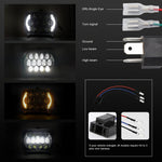 Lampade per fari a LED a forma quadrata per auto da 7 pollici (5X7)/(7X6) H4 DC 9V-30V 30000LM 300W 8LED per Jeep Wrangler, 8LEDs