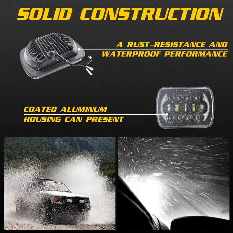Lampade per fari a LED a forma quadrata per auto da 7 pollici (5X7)/(7X6) H4 DC 9V-30V 30000LM 300W 8LED per Jeep Wrangler, 8LEDs