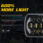 Lampade per fari a LED a forma quadrata per auto da 7 pollici (5X7)/(7X6) H4 DC 9V-30V 30000LM 300W 8LED per Jeep Wrangler, 8LEDs