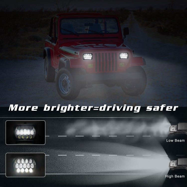 Lampade per fari a LED a forma quadrata per auto da 7 pollici (5X7)/(7X6) H4 DC 9V-30V 30000LM 300W 8LED per Jeep Wrangler, 8LEDs