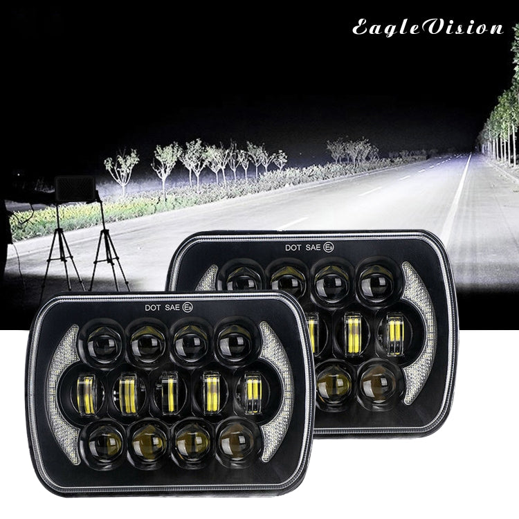 Lampade per fari a LED a forma quadrata per auto da 7 pollici (5X7)/(7X6) H4 DC 9V-30V 30000LM 300W 8LED per Jeep Wrangler, 8LEDs