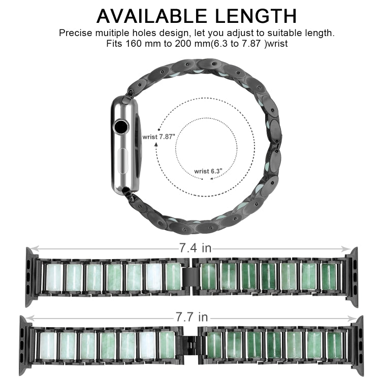 Cinturino per orologio in acciaio inossidabile color smeraldo, For Apple Watch Ultra 49mm / Series 8&7 45mm / SE 2&6&SE&5&4 44mm / 3&2&1 42mm, For Apple Watch Series 8&7 41mm / SE 2&6&SE&5&4 40mm / 3&2&1 38mm                                            ...