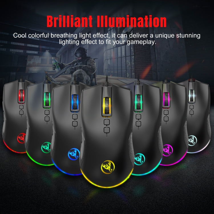 Mouse da gioco meccanico leggero HXSJ A883 a 7 tasti 6400 DPI RGB