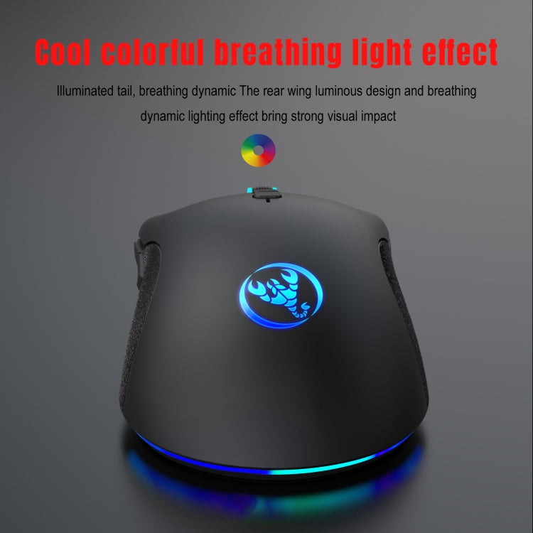 Mouse da gioco meccanico leggero HXSJ A883 a 7 tasti 6400 DPI RGB