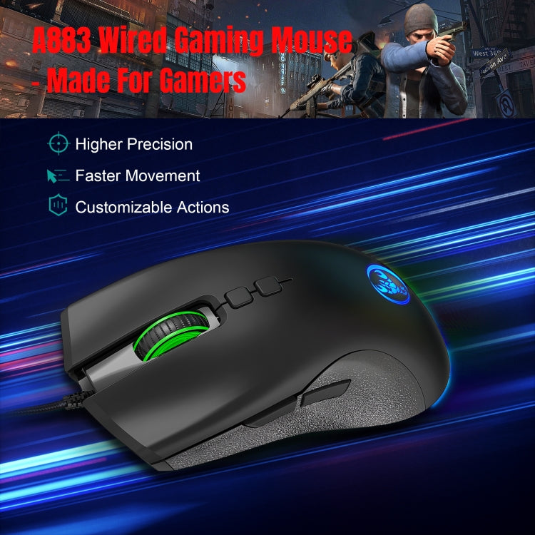 Mouse da gioco meccanico leggero HXSJ A883 a 7 tasti 6400 DPI RGB