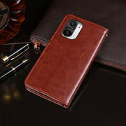 idewei Custodia in pelle a vibrazione orizzontale Crazy Horse Texture con supporto e slot per carte e portafoglio, For Xiaomi Poco F3, For ZTE Blade X1 5G