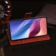 idewei Custodia in pelle a vibrazione orizzontale Crazy Horse Texture con supporto e slot per carte e portafoglio, For Xiaomi Poco F3, For ZTE Blade X1 5G