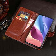 idewei Custodia in pelle a vibrazione orizzontale Crazy Horse Texture con supporto e slot per carte e portafoglio, For Xiaomi Poco F3, For ZTE Blade X1 5G