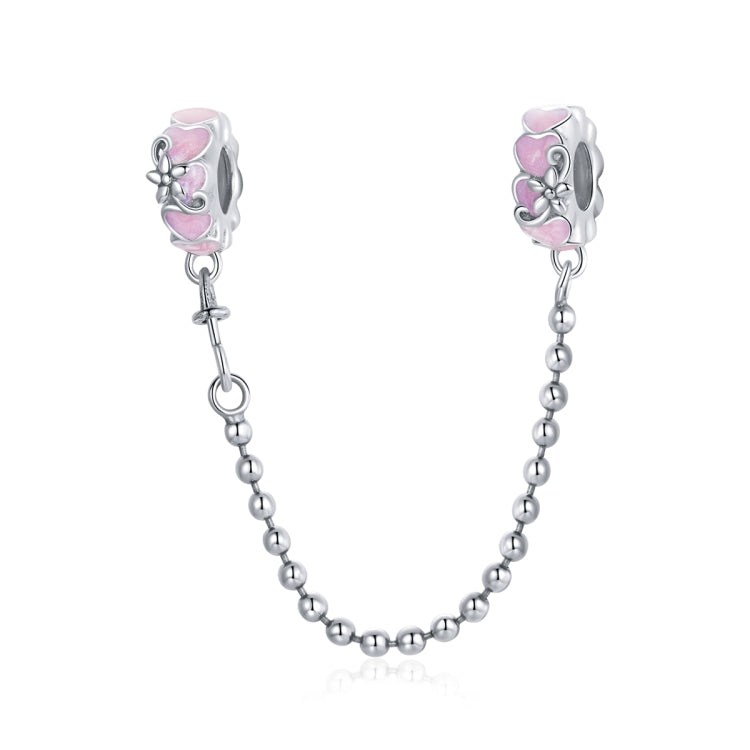 Accessori per collane fai da te con catena di sicurezza a forma di cuore rosa in argento sterling S925, Pink Heart