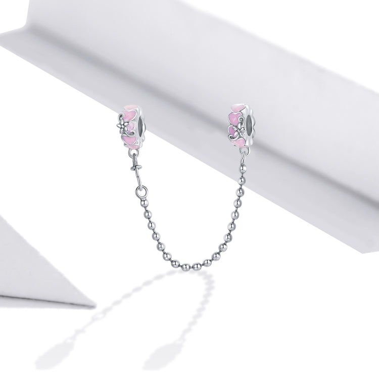 Accessori per collane fai da te con catena di sicurezza a forma di cuore rosa in argento sterling S925, Pink Heart