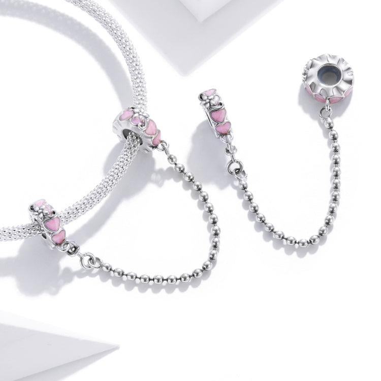 Accessori per collane fai da te con catena di sicurezza a forma di cuore rosa in argento sterling S925, Pink Heart