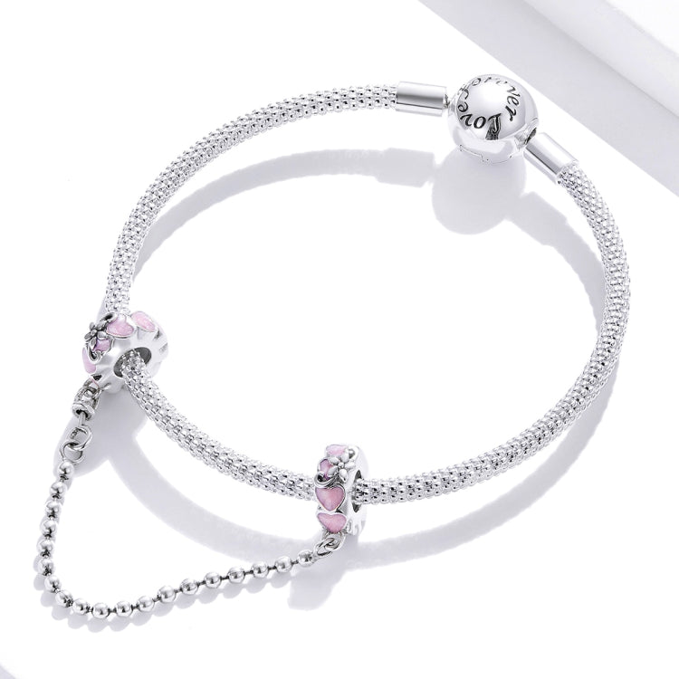 Accessori per collane fai da te con catena di sicurezza a forma di cuore rosa in argento sterling S925, Pink Heart