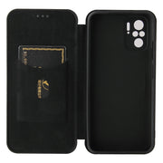 Struttura in fibra di carbonio Flip orizzontale magnetico Custodia in pelle TPU + PC + PU con slot per schede, For Xiaomi Redmi Note 10, For Xiaomi Redmi Note 10S, For Xiaomi Redmi Note 10 Pro, For Xiaomi Redmi Note 10 Pro Max