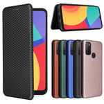 Struttura in fibra di carbonio Flip orizzontale magnetico Custodia in pelle TPU + PC + PU con slot per schede, For alcatel 1S (2021), For Huawei P50 Pro