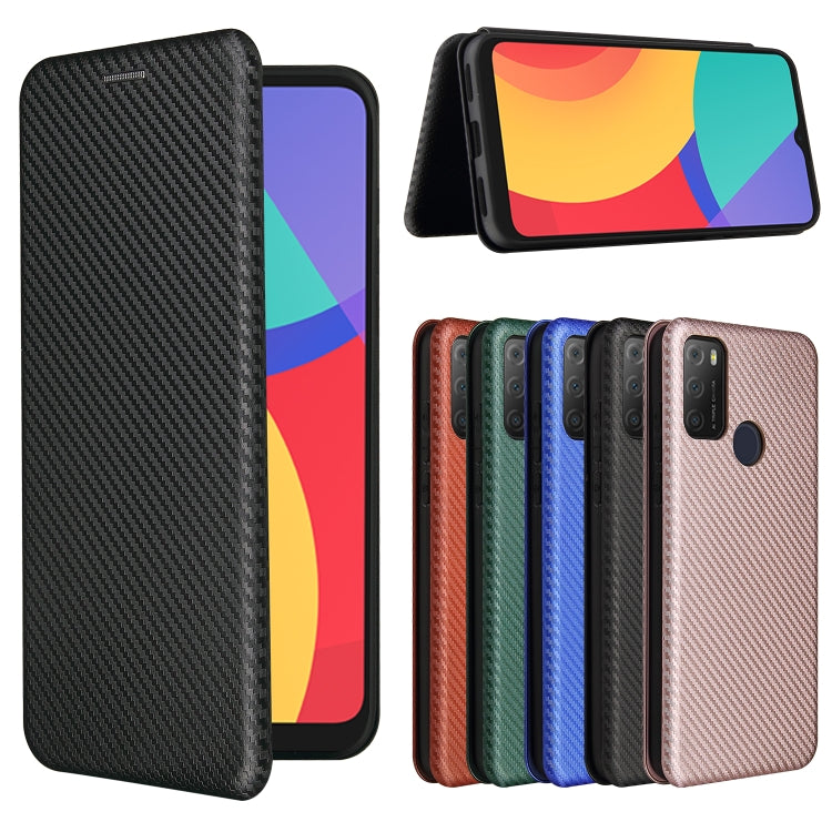 Struttura in fibra di carbonio Flip orizzontale magnetico Custodia in pelle TPU + PC + PU con slot per schede, For alcatel 1S (2021), For Huawei P50 Pro