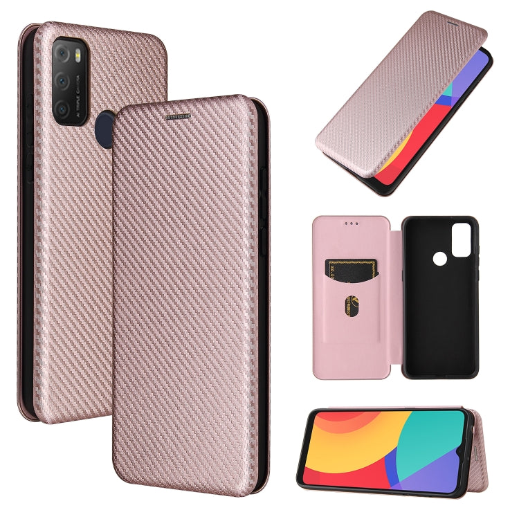 Struttura in fibra di carbonio Flip orizzontale magnetico Custodia in pelle TPU + PC + PU con slot per schede, For alcatel 1S (2021), For Huawei P50 Pro