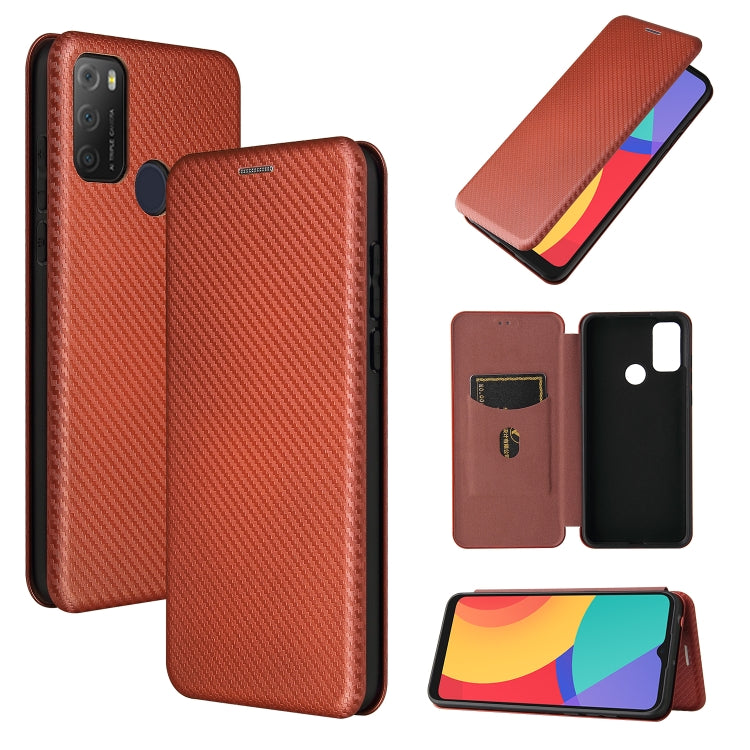 Struttura in fibra di carbonio Flip orizzontale magnetico Custodia in pelle TPU + PC + PU con slot per schede, For alcatel 1S (2021), For Huawei P50 Pro