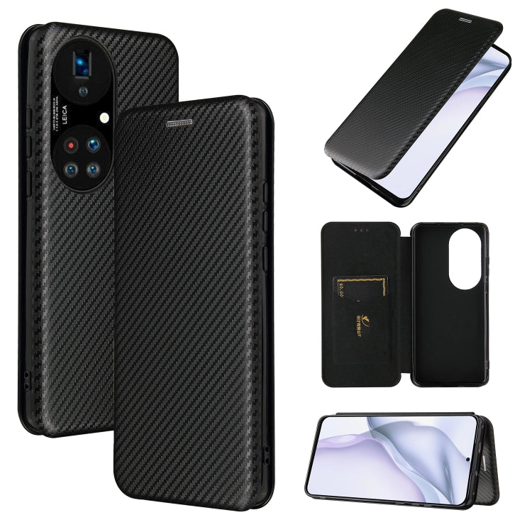 Struttura in fibra di carbonio Flip orizzontale magnetico Custodia in pelle TPU + PC + PU con slot per schede, For alcatel 1S (2021), For Huawei P50 Pro
