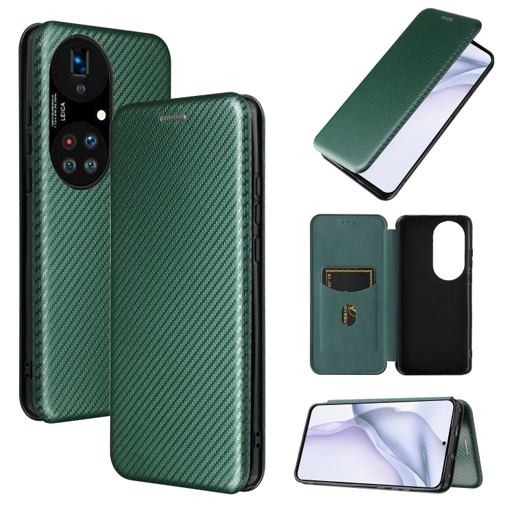 Struttura in fibra di carbonio Flip orizzontale magnetico Custodia in pelle TPU + PC + PU con slot per schede, For alcatel 1S (2021), For Huawei P50 Pro