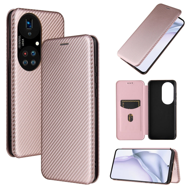 Struttura in fibra di carbonio Flip orizzontale magnetico Custodia in pelle TPU + PC + PU con slot per schede, For alcatel 1S (2021), For Huawei P50 Pro