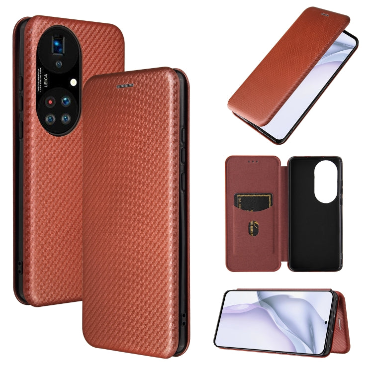 Struttura in fibra di carbonio Flip orizzontale magnetico Custodia in pelle TPU + PC + PU con slot per schede, For alcatel 1S (2021), For Huawei P50 Pro