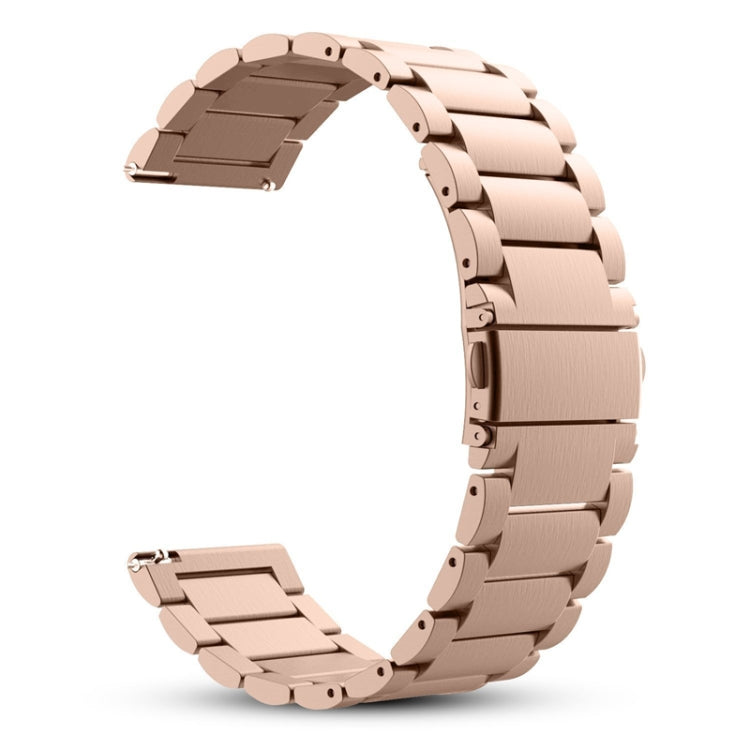 Cinturino di ricambio in acciaio inossidabile con tre fibbie piatte da 22 mm per Huawei Watch GT2 Pro / Amazfit GTR 2