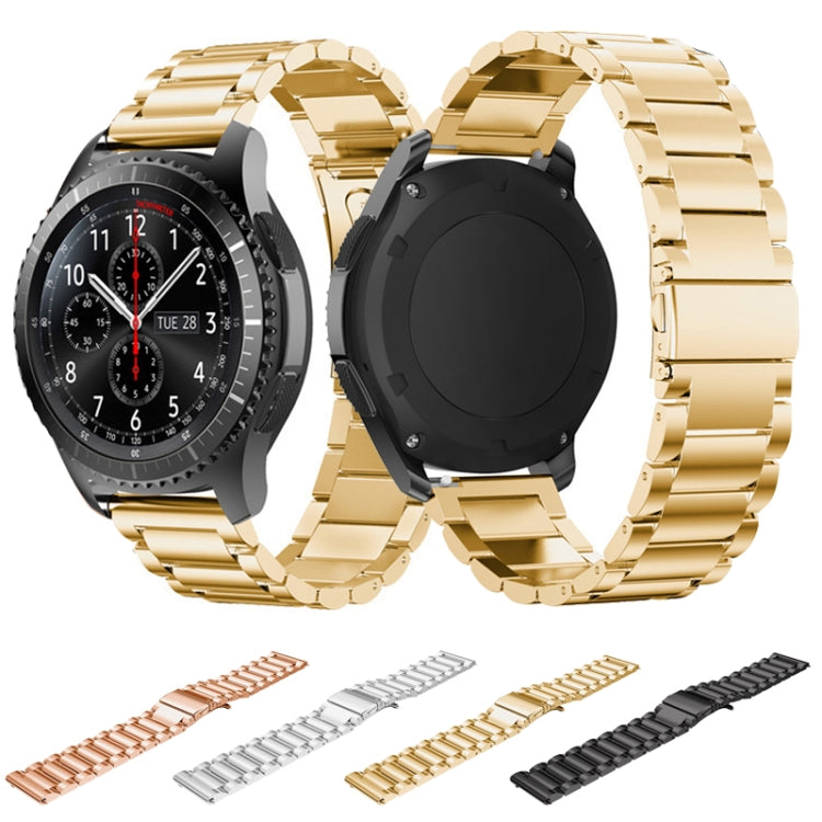 Cinturino di ricambio in acciaio inossidabile con tre fibbie piatte da 22 mm per Huawei Watch GT2 Pro / Amazfit GTR 2