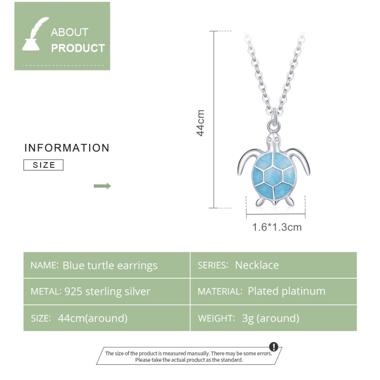 Gioielli con collana da donna in tartaruga blu in argento sterling S925, Turtle