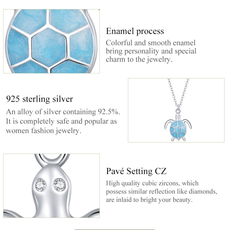 Gioielli con collana da donna in tartaruga blu in argento sterling S925, Turtle