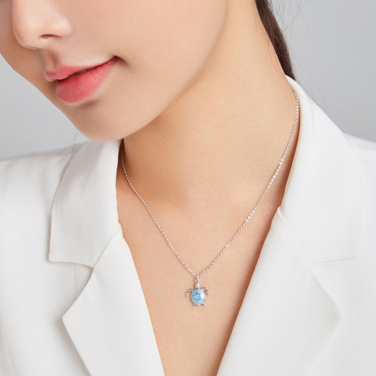 Gioielli con collana da donna in tartaruga blu in argento sterling S925, Turtle