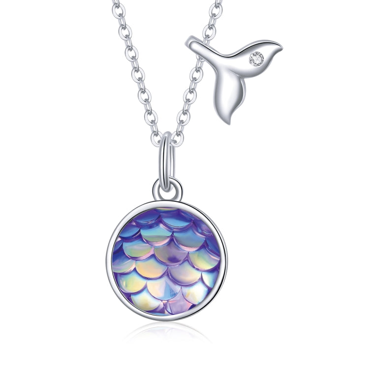 Gioielli con collana da donna in argento sterling S925 con scaglie colorate a coda di pesce, Fish Tail