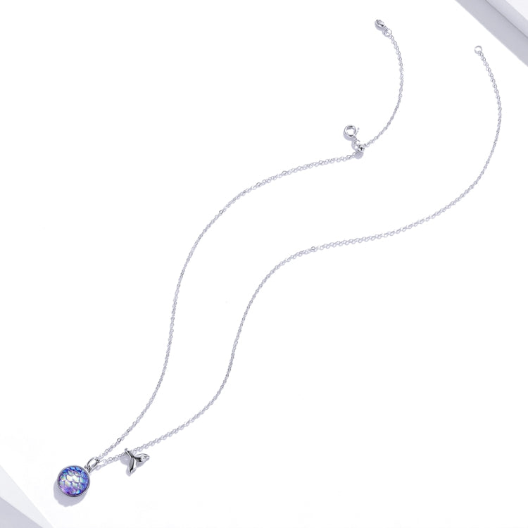 Gioielli con collana da donna in argento sterling S925 con scaglie colorate a coda di pesce, Fish Tail