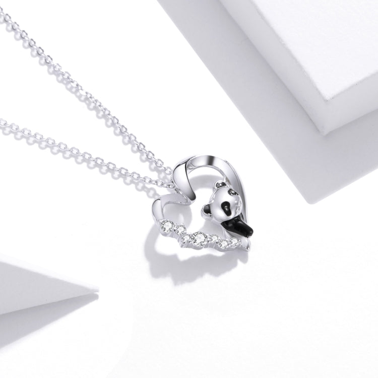 Gioielli con collana da donna panda a forma di cuore in argento sterling S925, Panda