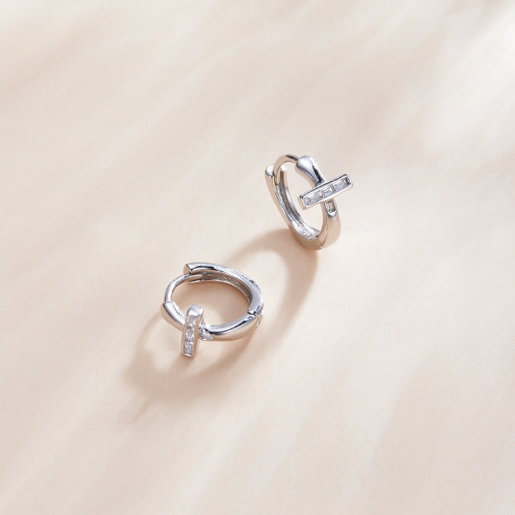 Orecchini da donna con fibbia per orecchio brillante in argento sterling S925, Shining Ear Buckle