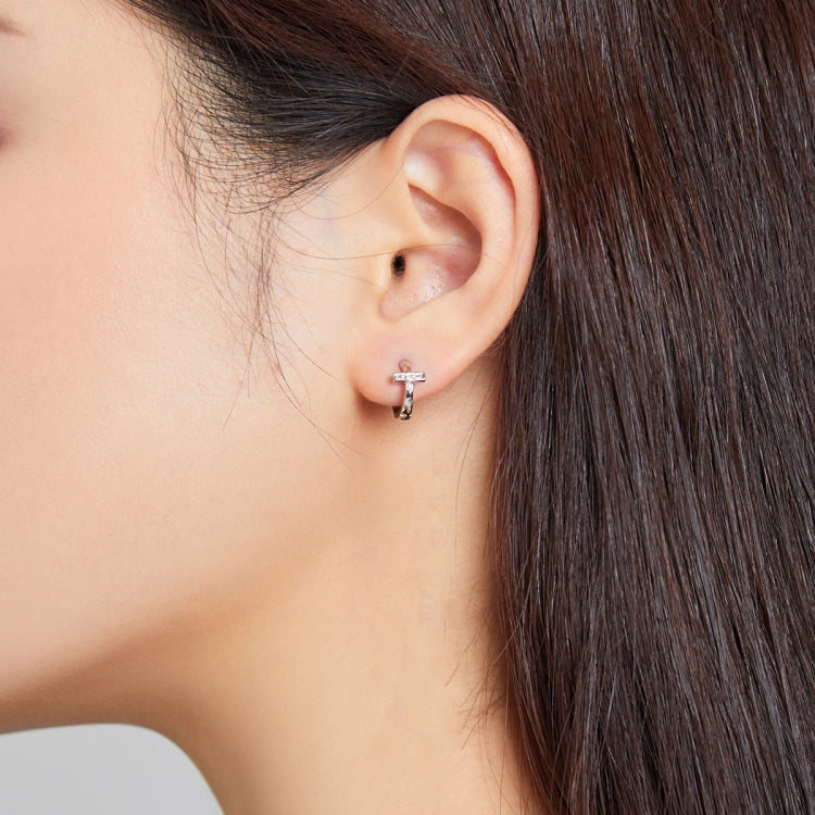 Orecchini da donna con fibbia per orecchio brillante in argento sterling S925, Shining Ear Buckle