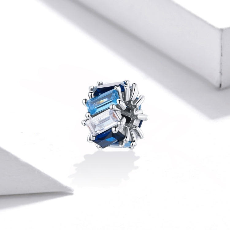 Accessori per collana braccialetto fai-da-te con zirconi cubici blu in argento sterling S925, Blue Cube