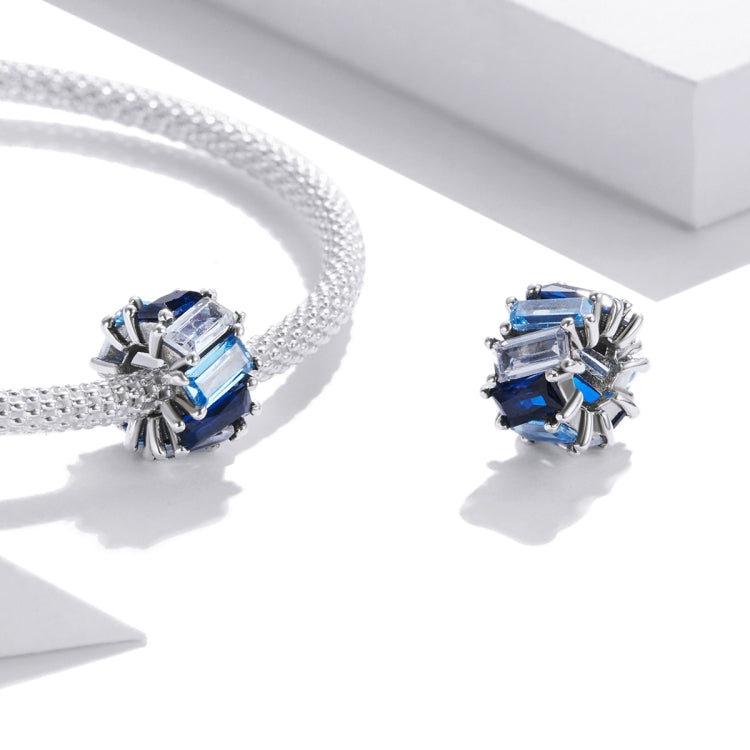 Accessori per collana braccialetto fai-da-te con zirconi cubici blu in argento sterling S925, Blue Cube