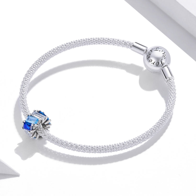 Accessori per collana braccialetto fai-da-te con zirconi cubici blu in argento sterling S925, Blue Cube