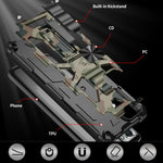 Camouflage Armor TPU antiurto + custodia protettiva magnetica per PC con supporto, For OnePlus 9, For Xiaomi Redmi Note 10, For Xiaomi Redmi Note 10 Pro